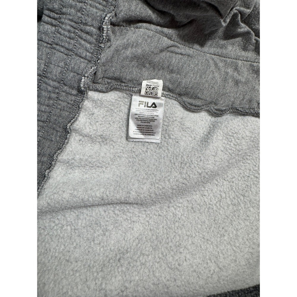 Fila Joggers Mens L Gray Fleece Sweatpants Spellout Ankle Cuff Pants Big Logo - Picture 4 of 5